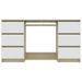 Bureau bois blanc et chêne sonoma 6 tiroirs Study 140 cm - Photo n°2
