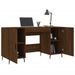 Bureau chêne marron 140x50x75 cm bois d'ingénierie - Photo n°4