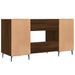 Bureau chêne marron 140x50x75 cm bois d'ingénierie - Photo n°8