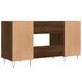 Bureau chêne marron 140x50x75 cm bois d'ingénierie - Photo n°8