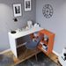 Bureau d'angle avec étagère bois blanc et orange Kaliopa 120 cm - Photo n°4
