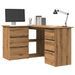 Bureau d'angle chêne artisanal 145x100x76 cm bois d'ingénierie - Photo n°1