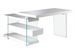 Bureau d'angle moderne Moza 140 cm - Laque blanc et verre trempé - Photo n°2