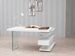 Bureau d'angle moderne Moza 140 cm - Laque blanc et verre trempé - Photo n°3