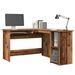 Bureau d'angle vieux bois 120x140x75 cm bois d'ingénierie - Photo n°1