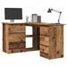 Bureau d'angle vieux bois 145x100x76 cm bois d'ingénierie - Photo n°1