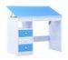 Bureau enfant inclinable 3 tiroirs bois bleu et blanc Sunny - Photo n°1