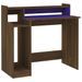 Bureau et lumières LED Chêne brun 97x45x90 cm Bois d'ingénierie - Photo n°2