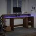 Bureau et lumières LED chêne marron bois d'ingénierie - Photo n°5