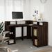 Bureau et lumières LED chêne marron bois d'ingénierie - Photo n°4