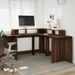 Bureau et lumières LED chêne marron bois d'ingénierie - Photo n°4