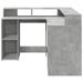 Bureau et lumières LED gris béton 130x130x91cm bois ingénierie - Photo n°6