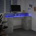 Bureau et lumières LED gris béton 140x55x91cm bois d'ingénierie - Photo n°5