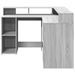 Bureau et lumières LED sonoma gris 130x130x91cm bois ingénierie - Photo n°6