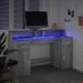 Bureau et lumières LED sonoma gris 140x55x91 cm bois ingénierie - Photo n°5