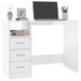 Bureau et tiroirs Blanc brillant 102x50x76 cm Bois d'ingénierie - Photo n°4