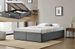Cadre de lit avec coffre et 2 tiroirs 140x190 cm tissu lin gris foncé Karmi - Photo n°4