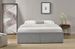 Cadre de lit avec coffre et 2 tiroirs 160x200 cm tissu lin gris clair Karmi - Photo n°5