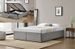 Cadre de lit avec coffre et 2 tiroirs 180x200 cm tissu lin gris clair Karmi - Photo n°3