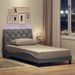 Cadre de lit avec LED sans matelas gris clair 100x200 cm tissu - Photo n°1