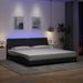Cadre de lit avec LED sans matelas gris foncé 200x200 cm tissu - Photo n°1