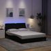 Cadre de lit avec LED sans matelas noir 140x190 cm tissu - Photo n°1