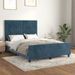 Cadre de lit avec tête de lit Bleu foncé 140x190 cm Velours - Photo n°1
