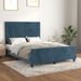 Cadre de lit avec tête de lit Bleu foncé 140x200 cm Velours - Photo n°1