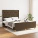 Cadre de lit avec tête de lit marron foncé 140x200 cm Tissu - Photo n°1