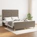 Cadre de lit avec tête de lit Taupe 140x190 cm Tissu - Photo n°1