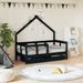Cadre de lit enfant avec tiroirs noir 70x140 cm bois pin massif - Photo n°2