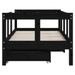 Cadre de lit enfant avec tiroirs noir 70x140 cm bois pin massif - Photo n°5