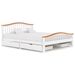 Lit et 4 tiroirs Blanc et chêne Bois de pin 160x200 cm - Photo n°1