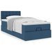 Cadre de lit ottoman avec matelas bleu 100x200 cm tissu - Photo n°1