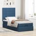 Cadre de lit ottoman avec matelas bleu 100x200 cm tissu - Photo n°3