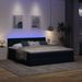 Cadre de lit ottoman avec matelas bleu 160x200 cm tissu - Photo n°1