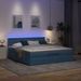 Cadre de lit ottoman avec matelas bleu 160x200 cm tissu - Photo n°1