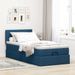 Cadre de lit ottoman avec matelas bleu 90x190 cm tissu - Photo n°4