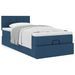 Cadre de lit ottoman avec matelas bleu 90x200 cm tissu - Photo n°1