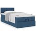 Cadre de lit ottoman avec matelas bleu 90x200 cm tissu - Photo n°1