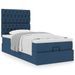 Cadre de lit ottoman avec matelas bleu 90x200 cm tissu - Photo n°1