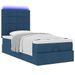 Cadre de lit ottoman avec matelas bleu 90x200 cm tissu - Photo n°3