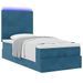 Cadre de lit ottoman avec matelas bleu foncé 100x200 cm velours - Photo n°4