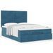 Cadre de lit ottoman avec matelas bleu foncé 140x190 cm velours - Photo n°1