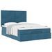 Cadre de lit ottoman avec matelas bleu foncé 140x190 cm velours - Photo n°2