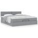Cadre de lit ottoman avec matelas gris clair 200x200 cm tissu - Photo n°1