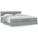 Cadre de lit ottoman avec matelas gris clair 200x200 cm tissu - Photo n°1