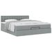 Cadre de lit ottoman avec matelas gris clair 200x200 cm tissu - Photo n°1