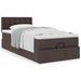 Cadre de lit ottoman avec matelas marron foncé 100x200 cm tissu - Photo n°1