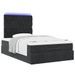 Cadre de lit ottoman avec matelas noir 120x190 cm tissu - Photo n°3